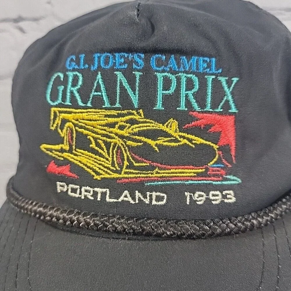 90s Trucker Hat Grand Prix Racing Portland‎ Oregon Black Rope Snapback Ball Cap